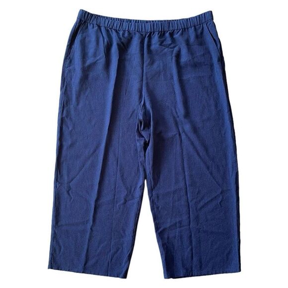 Eileen Fisher Venus Blue Mini Check Crepe Ankle Wide Leg Pant NWT Plus Size 3X - Picture 1 of 5
